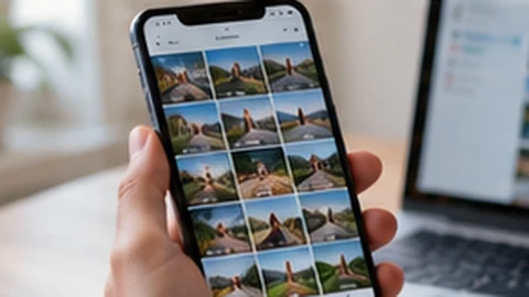 โทรศัพท์กับคอมพิวเตอร์แสดงคลังภาพในมุมทำงานที่บ้าน (ภาพสร้างด้วย AI ประกอบแนวคิด ไม่ใช่ภาพผลิตภัณฑ์จริง)